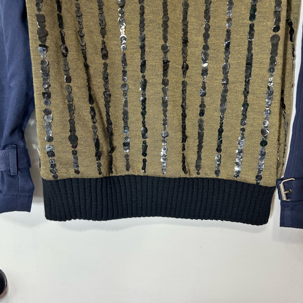 Sachin+Babi Oversized Sequin Night Out Military Inspired Pullover Sweater Sz M - Picture 2 of 11